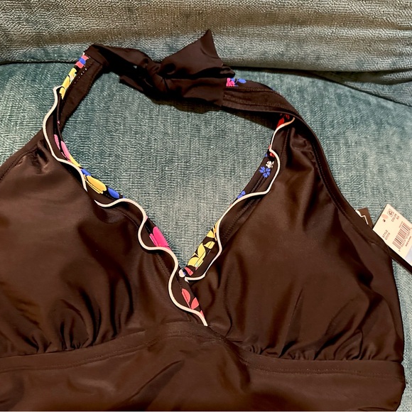 Island Escape Plus Size Halter-Neck Underwire Mariposa Black 20W - Picture 7 of 9